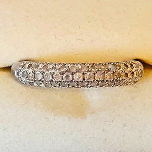 Sterling Silver - D'JOY Diamond Pave Tapered Band Ring Size 9 - 2g